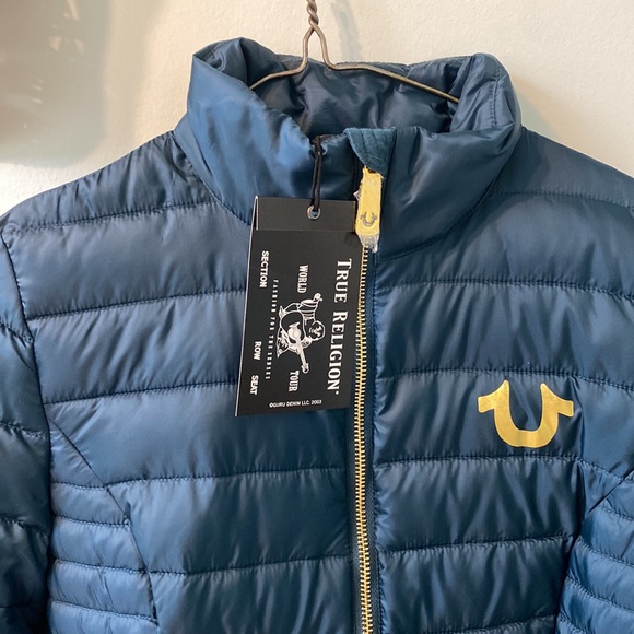 🦚True Religion - Ink Blue Puffer Jacket XS 💙 - Picture 3 of 7